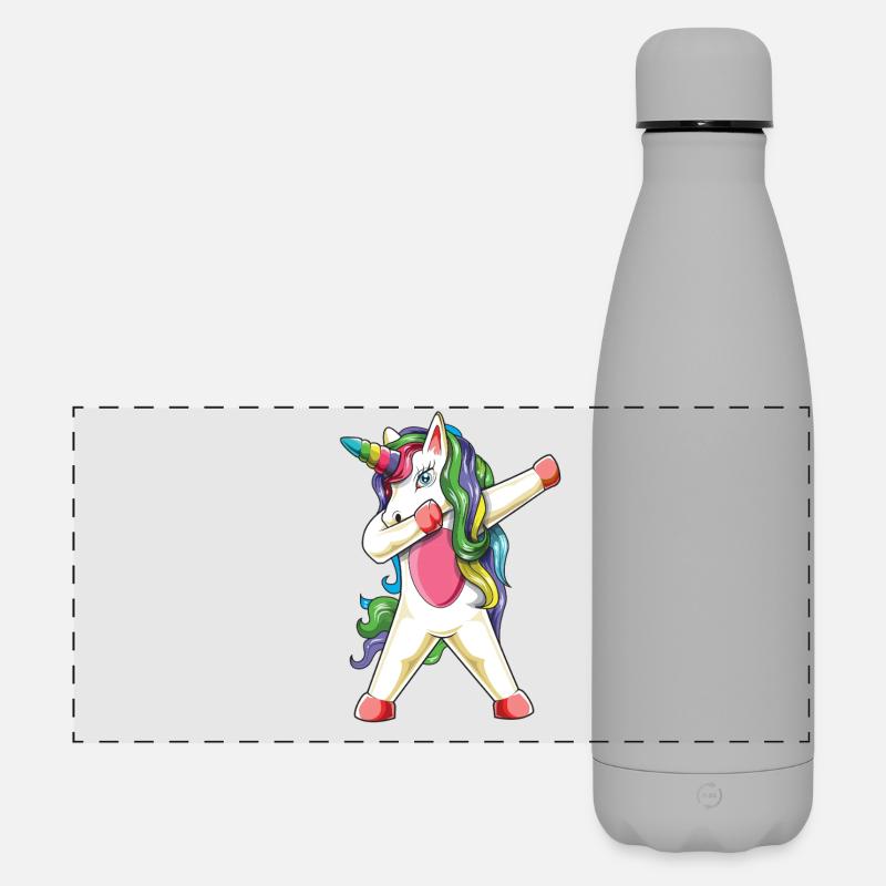Lustiger Dabbing Einhorn-Regenbogen-Magischer Tanz - Matte Panorama Isolierflasche 500 ml - Grau