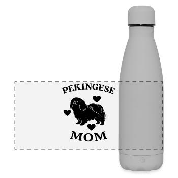 Lustiges Pekinese Mom - Matte Panorama Isolierflasche 500 ml - Grau - Vorne