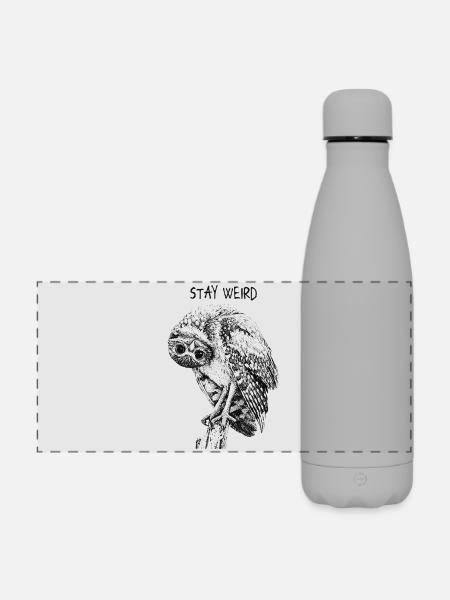 Stay Weird Eule - Matte Panorama Isolierflasche 500 ml - Grau