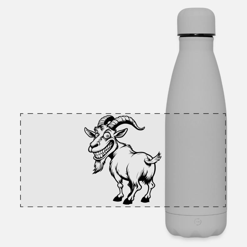 Goat mischievous black sketch - Matte Panoramic Thermal Bottle 500 ml - grey