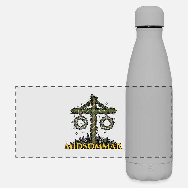 Litha Pagan Solstice d’été Midsommar - Gourde isotherme panoramique mate 500 ml - gris