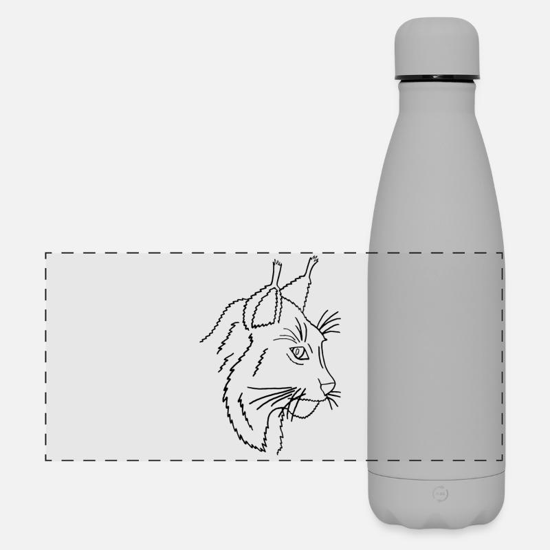 Lynx (black strokes) - Matte Panoramic Thermal Bottle 500 ml - grey