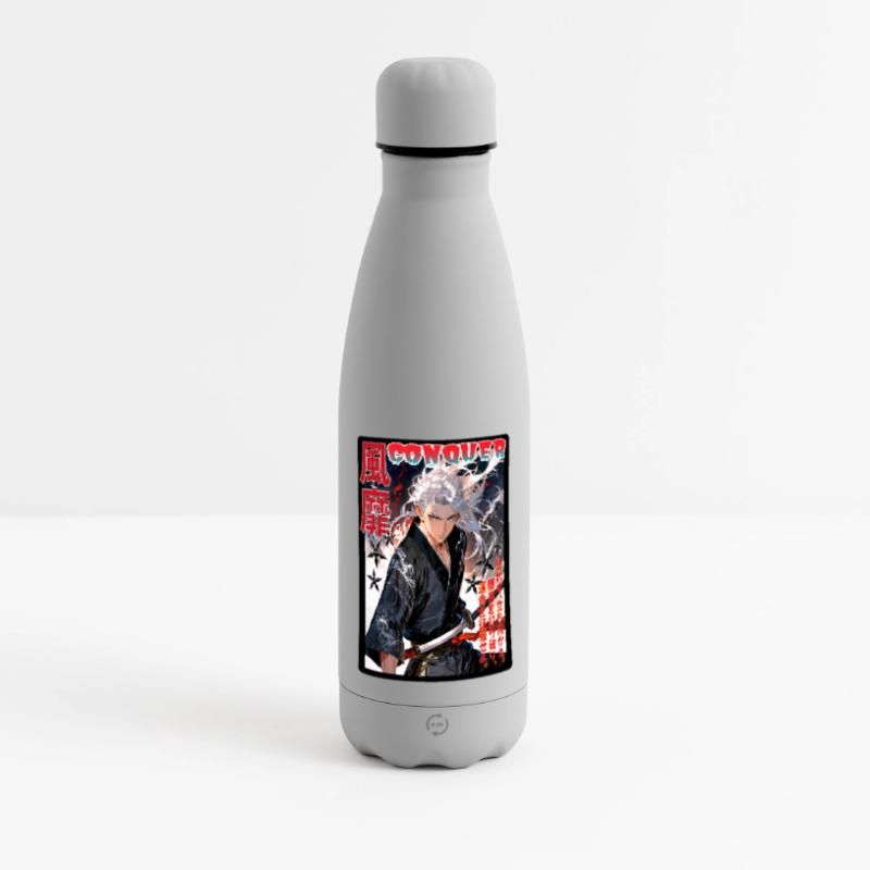 Fierce Samurai with Wind Pattern Matte Panoramic Thermal Bottle 500 ml
