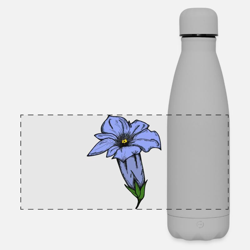 Gentian, drawn - Matte Panoramic Thermal Bottle 500 ml - grey