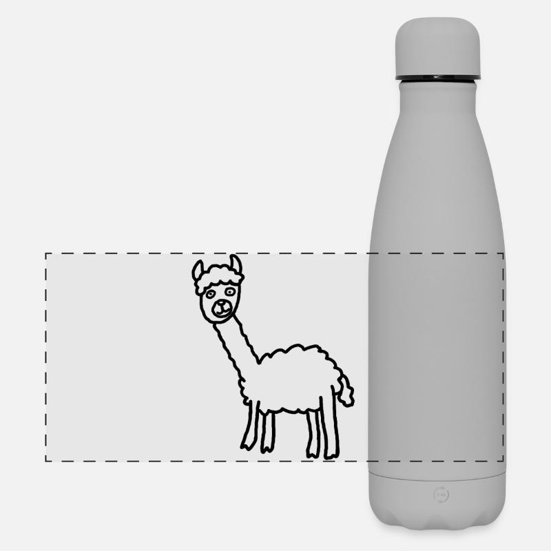 Llama Alpaca Silhouette Minimalstil - Matte Panorama Isolierflasche 500 ml - Grau