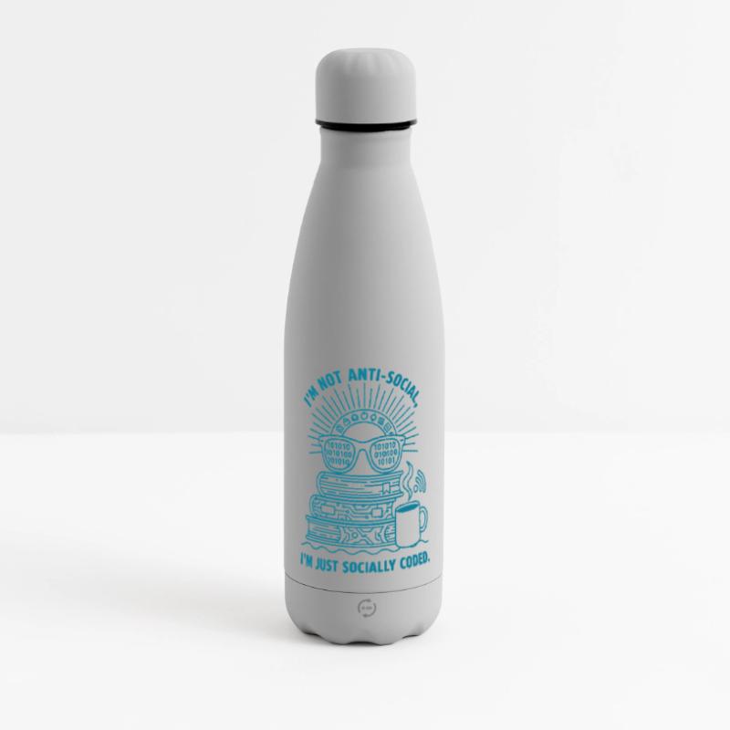 Sozial Codiert: Bücher, Kaffee & Code Matte Panorama Isolierflasche 500 ml
