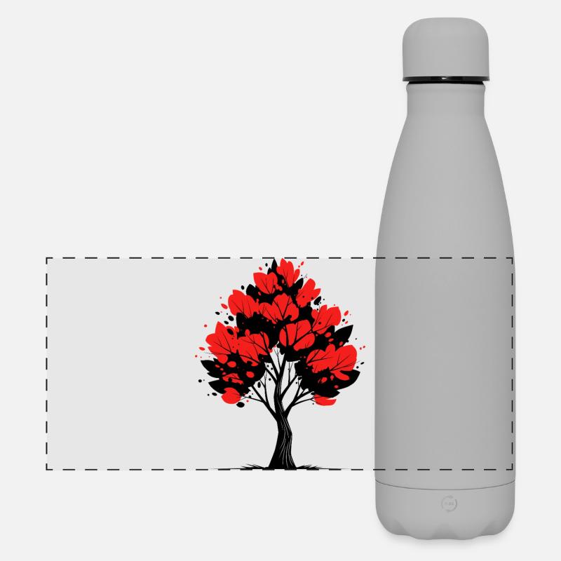 Red Blossom Tree – Nature & Art Design - Matte Panoramic Thermal Bottle 500 ml - grey