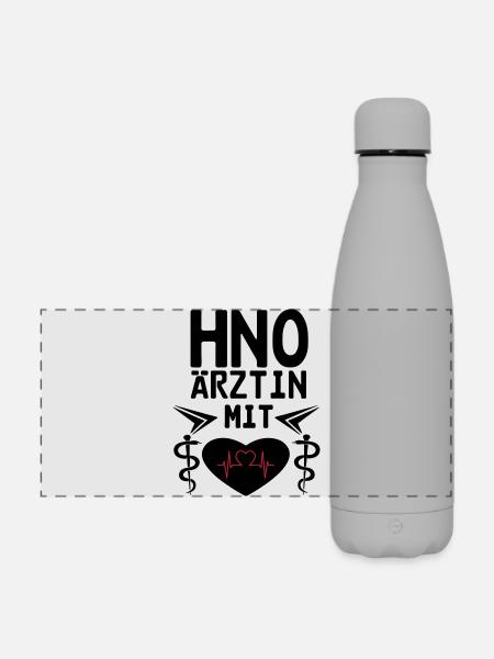 HNO Ärztin mit Herz Geschenk - Matte Panorama Isolierflasche 500 ml - Grau