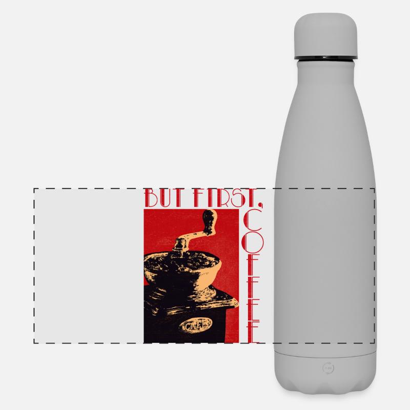 ABER ZUERST KAFFEE - Matte Panorama Isolierflasche 500 ml - Grau