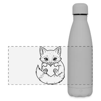 Süßer Fuchs mit Herz – für Tierfreunde - Matte Panorama Isolierflasche 500 ml - Grau - Vorne