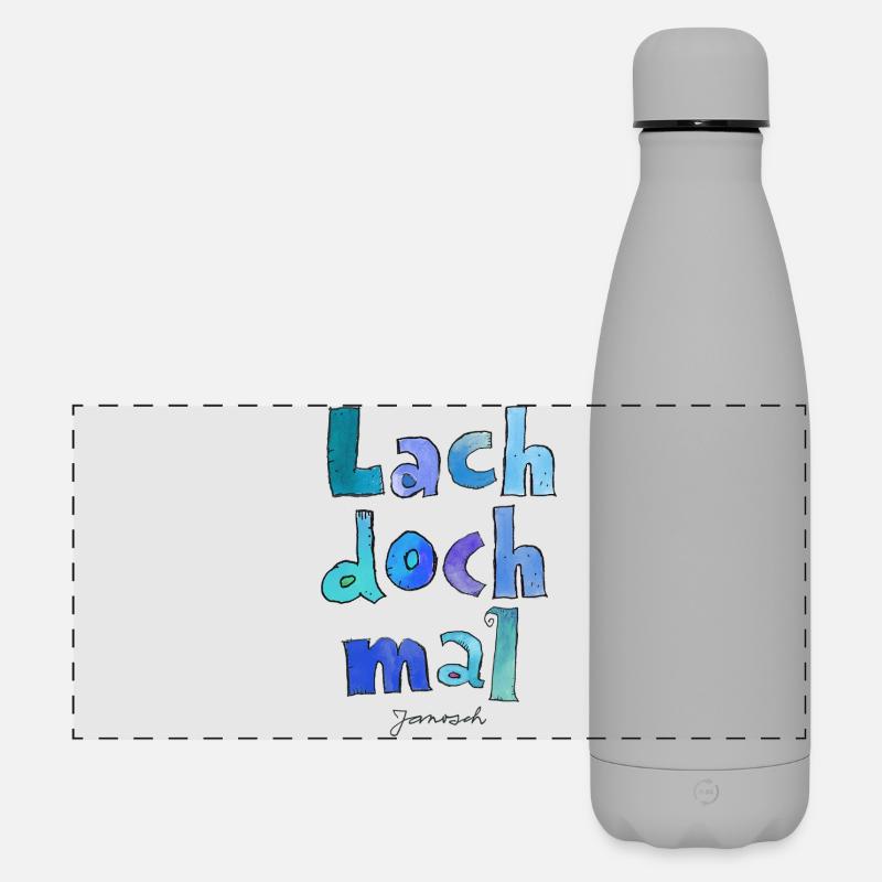 Janosch Lach Doch Mal Spruch  - Matte Panorama Isolierflasche 500 ml - Grau