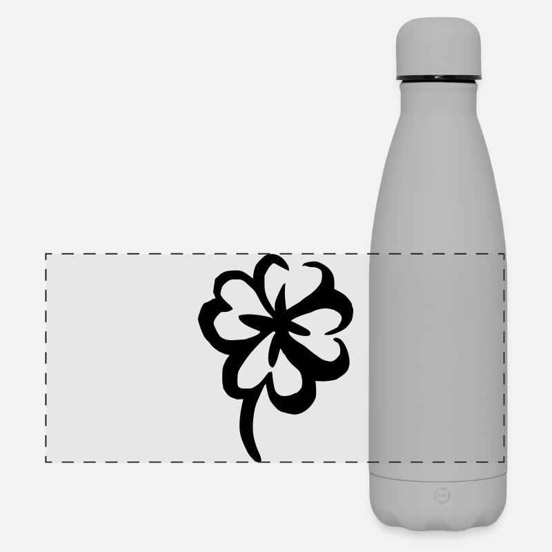 Kleeblatt Glücks-Symbol - Matte Panorama Isolierflasche 500 ml - Grau