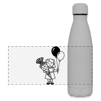 Fille inscrite à l’école avec cône d’école - Gourde isotherme panoramique mate 500 ml - gris - Devant