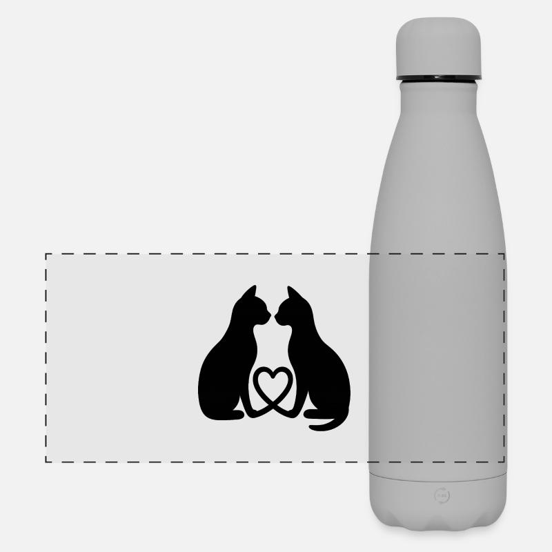 Cat Love - Matte Panoramic Thermal Bottle 500 ml - grey