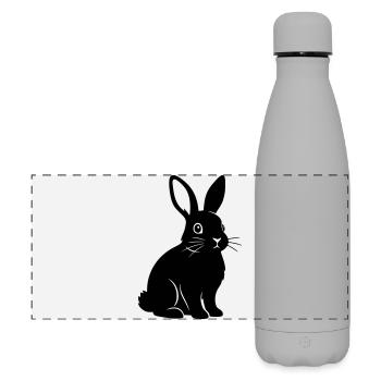 Silhouette de lapin, Vecteur noir - Gourde isotherme panoramique mate 500 ml - gris - Devant