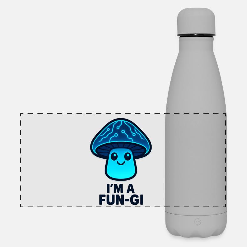 Fun-Gi Glow Mushroom - Matte Panoramic Thermal Bottle 500 ml - grey