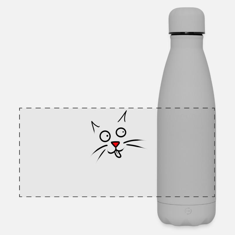 cat - Matte Panorama Isolierflasche 500 ml - Grau