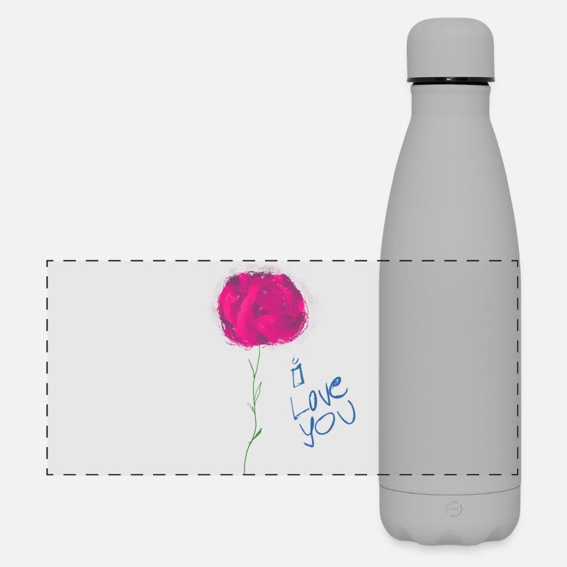 Abstract floral illustration with love message - Matte Panoramic Thermal Bottle 500 ml - grey