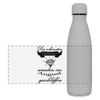 August Diamanten Geburtstag Geschenk Spruch - Matte Panorama Isolierflasche 500 ml - Grau - Vorne