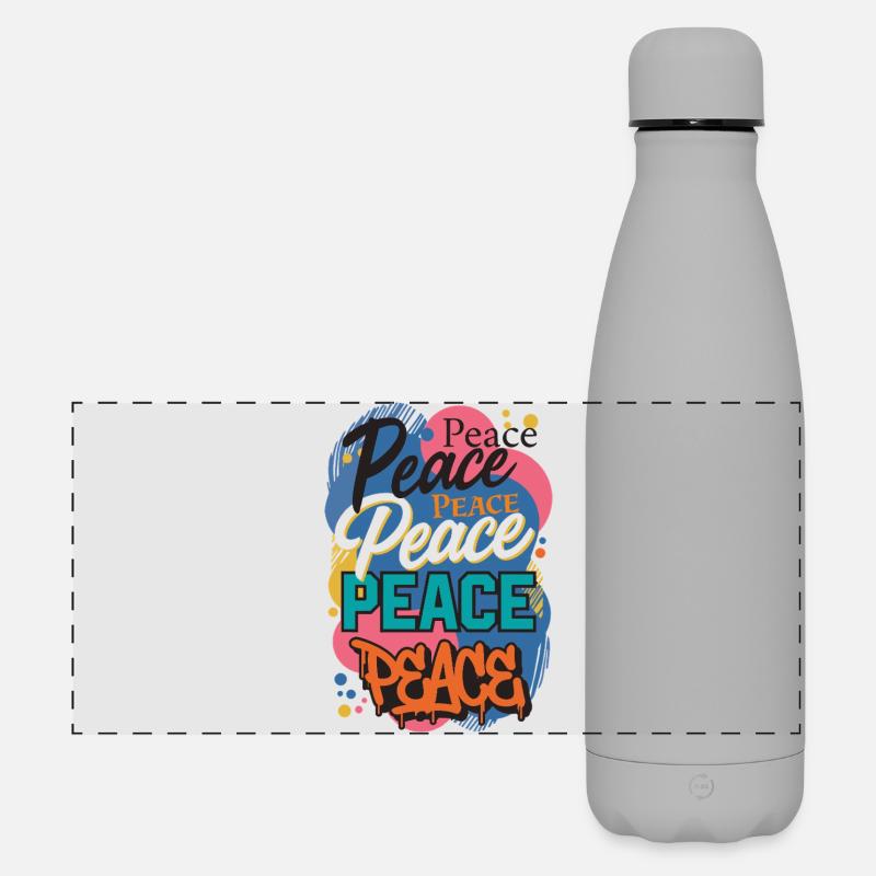 Peace as graffiti - Matte Panoramic Thermal Bottle 500 ml - grey