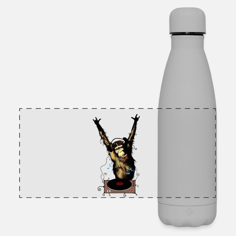 Humorvoller Affe mit DJ-Gear - Matte Panorama Isolierflasche 500 ml - Grau