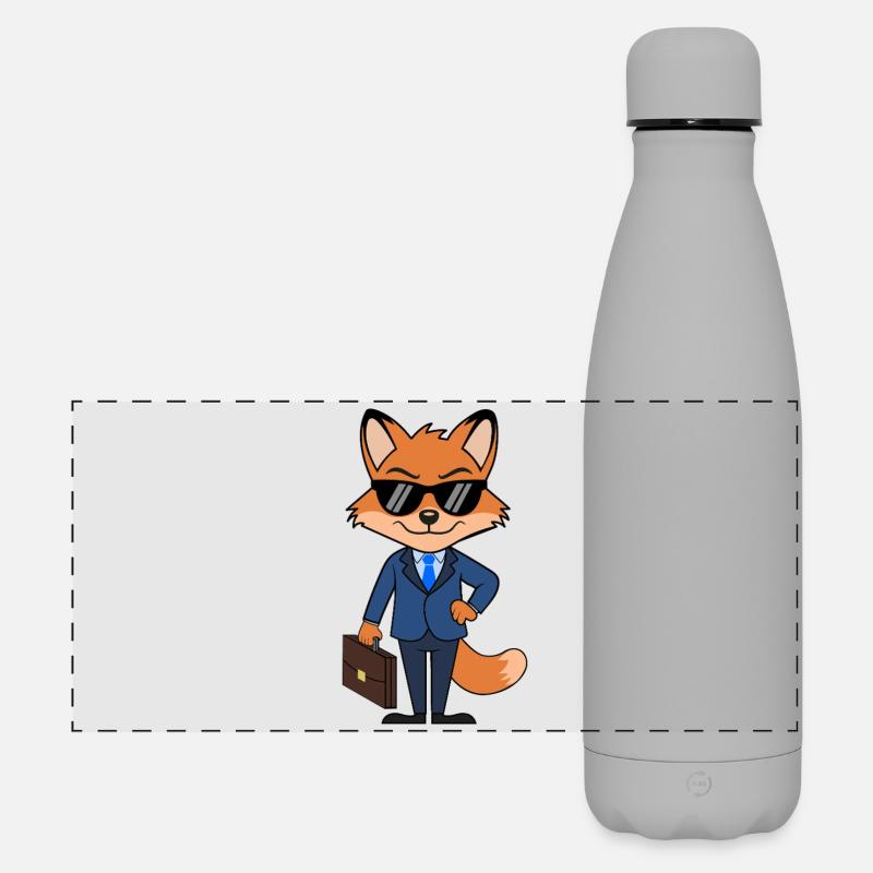 Fox businessman elegant suit with briefcase - Matte Panoramic Thermal Bottle 500 ml - grey