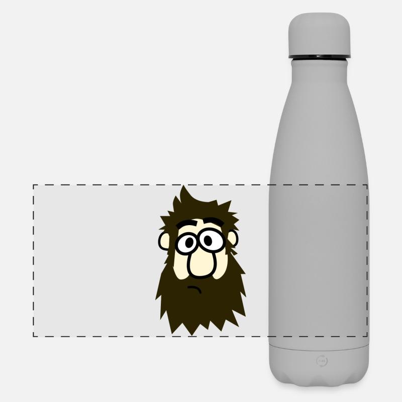 Brillenbart Comicheld - Matte Panorama Isolierflasche 500 ml - Grau