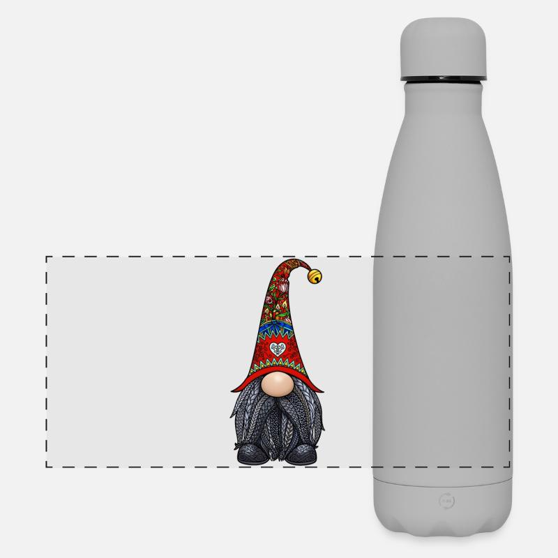 Tomte Zentangle - Matte Panorama Isolierflasche 500 ml - Grau