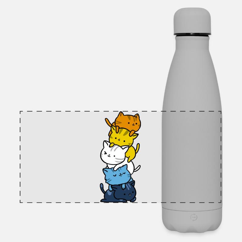 Kawaii Cat Aroace Pride Flag - Matte Panoramic Thermal Bottle 500 ml - grey