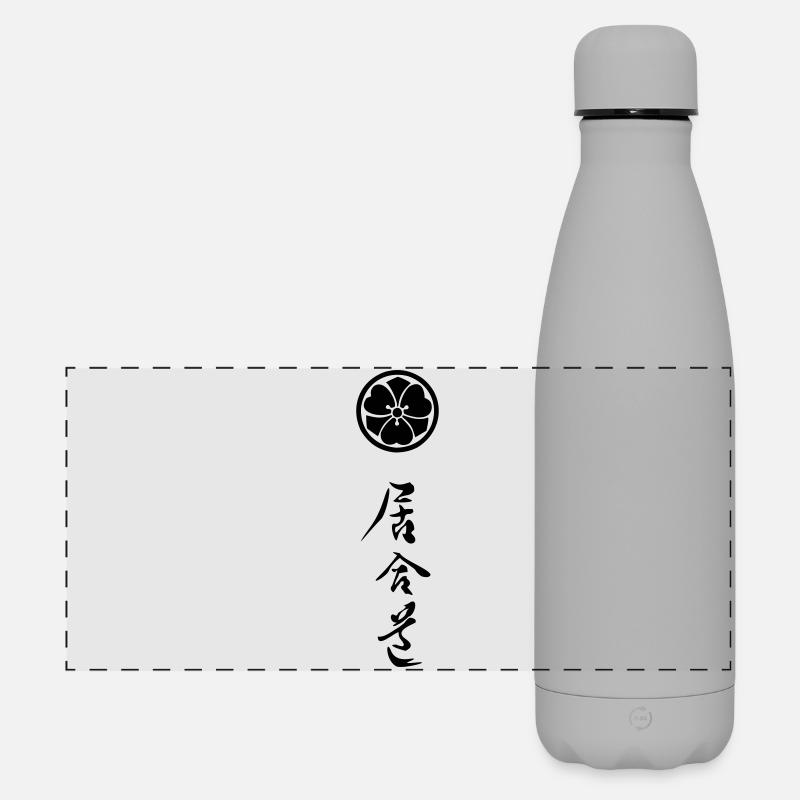 iaido_mit_symbol_02 - Matte Panorama Isolierflasche 500 ml - Grau
