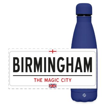 Ortsschild in Birmingham - Matte Panorama Isolierflasche 500 ml - Dunkelblau  - Vorne