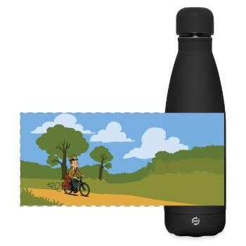 Postbote auf dem Fahrrad - Matte Panorama Isolierflasche 500 ml - Schwarz - Vorne