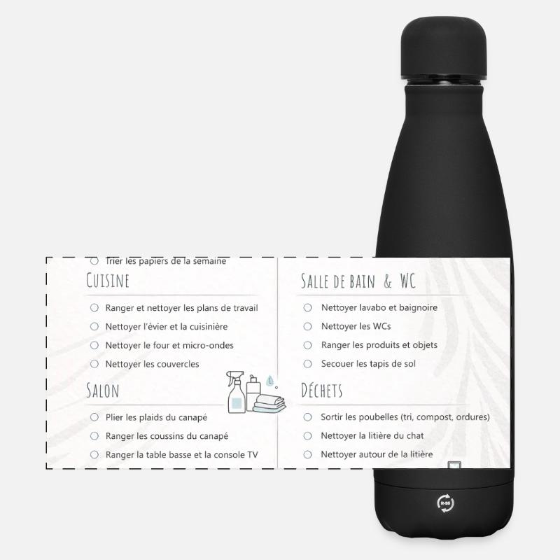 Routine douce pour la maison - Planning de ménage  - Gourde isotherme panoramique mate 500 ml - noir