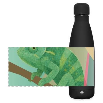 Style géométrique du Caméléon Vert - Gourde isotherme panoramique mate 500 ml - noir - Devant
