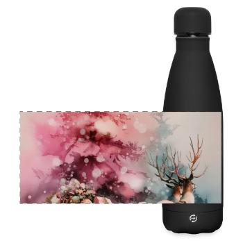 Pastel Christmas Sleigh - Matte Panoramic Thermal Bottle 500 ml - black - Front