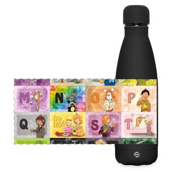 Deutsches Fingeralphabet 1 / - Matte Panorama Isolierflasche 500 ml - Schwarz - Vorne