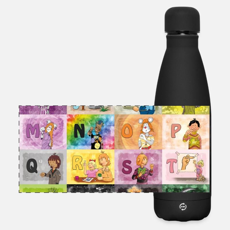 German Finger Alphabet 1 / - Matte Panoramic Thermal Bottle 500 ml - black
