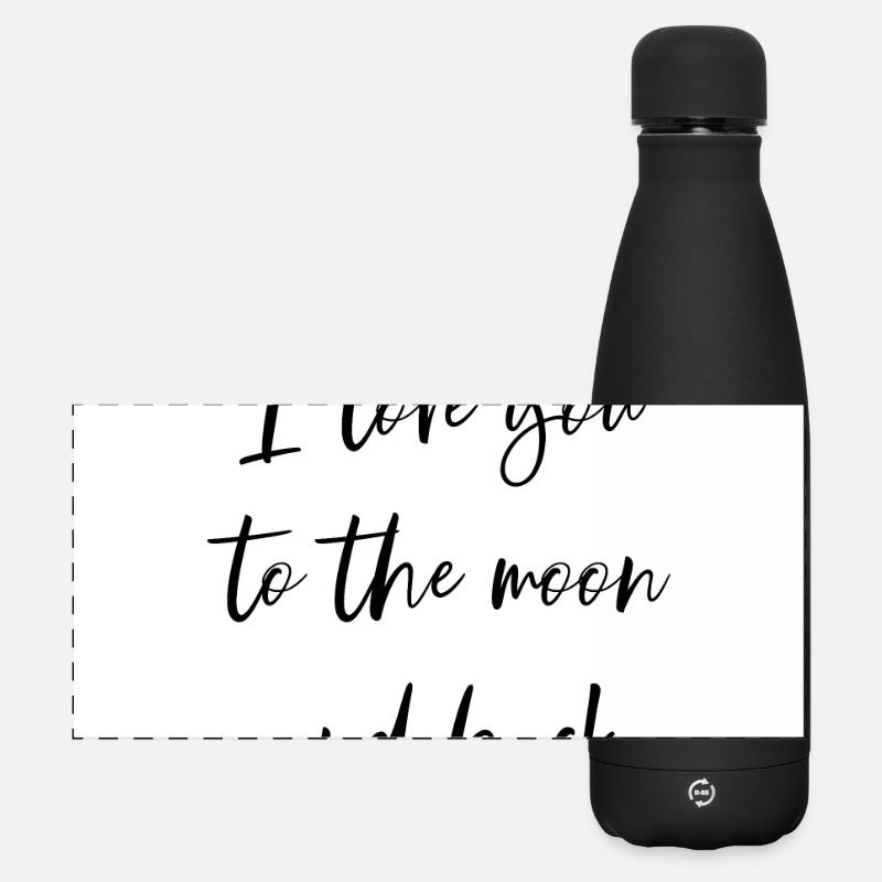 Je t’aime jusqu’à la lune et retour Conception d’affiche - Gourde isotherme panoramique mate 500 ml - noir