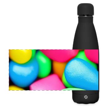 Bunte Bonbons - Matte Panorama Isolierflasche 500 ml - Schwarz - Vorne