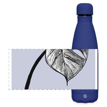 Illustration de la nature de la plante Monstera - Gourde isotherme panoramique mate 500 ml - bleu foncé  - Devant