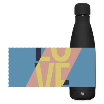 Fashionable love design in pastel colours - Matte Panoramic Thermal Bottle 500 ml - black - Front