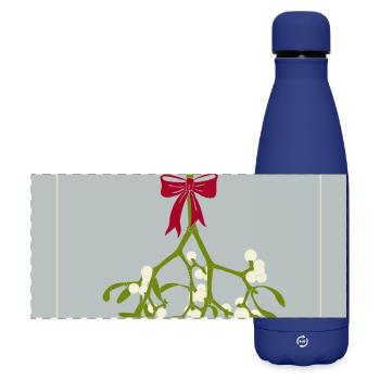 Meet Me Under The Mistletoe - Noël romantique - Gourde isotherme panoramique mate 500 ml - bleu foncé  - Devant