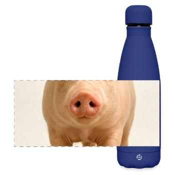 Schwein-Nahaufnahme-Zauber - Matte Panorama Isolierflasche 500 ml - Dunkelblau  - Vorne