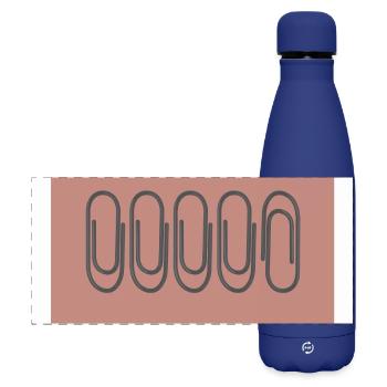 Chaos – German Style Red Paper Clips - Matte Panoramic Thermal Bottle 500 ml - dark blue  - Front