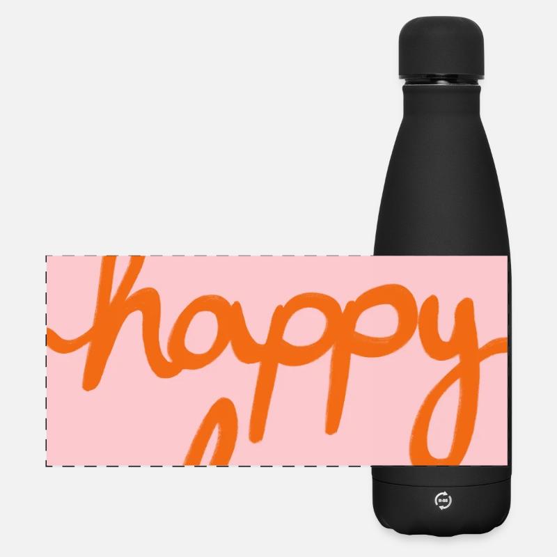 My happy place - orange - Matte Panorama Isolierflasche 500 ml - Schwarz