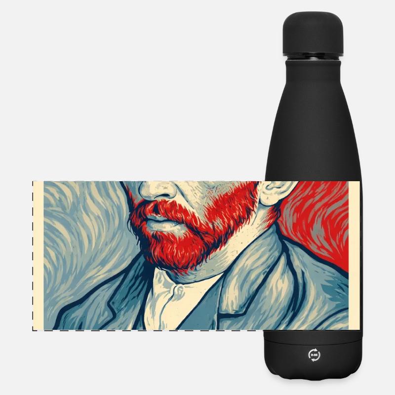 Portrait Pop de Van Gogh à double tonalité - Gourde isotherme panoramique mate 500 ml - noir