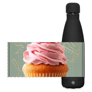Cupcake Culture Cover-Art - Matte Panorama Isolierflasche 500 ml - Schwarz - Vorne