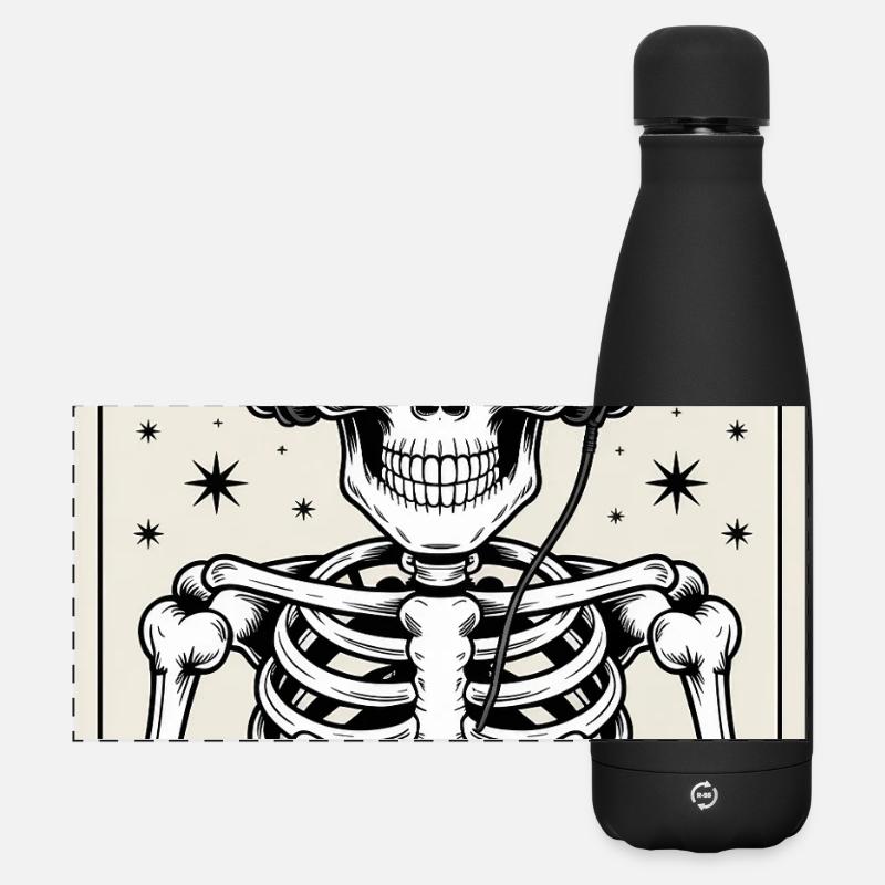 Tarot Card Skeleton Video Game Halloween Gamer - Matte Panoramic Thermal Bottle 500 ml - black