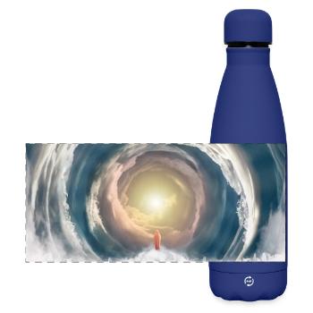 Himmlischer Lichtstrahl - Matte Panorama Isolierflasche 500 ml - Dunkelblau  - Vorne