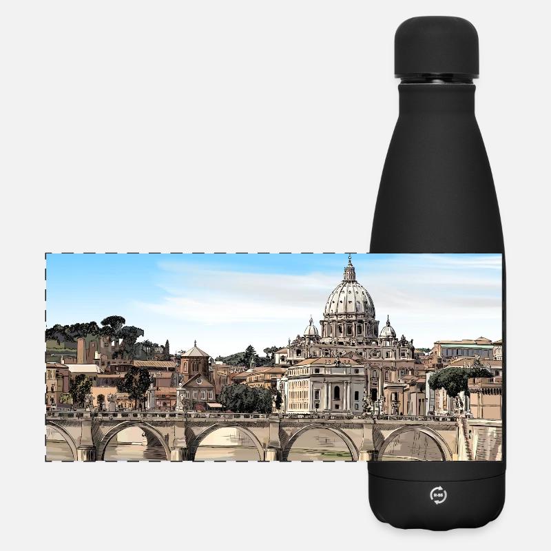 Rome - Matte Panoramic Thermal Bottle 500 ml - black